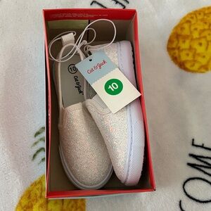 Cat & Jack Glitter Sneakers - Cream kids 10